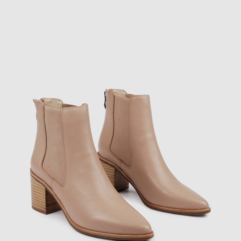 Jo Mercer Pink Beige Leather Allure Ankle Boots